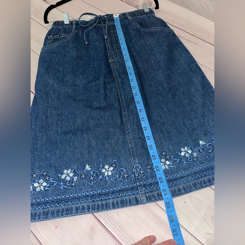 Blue Embroidered Midi Skirt - Picture 6 of 9